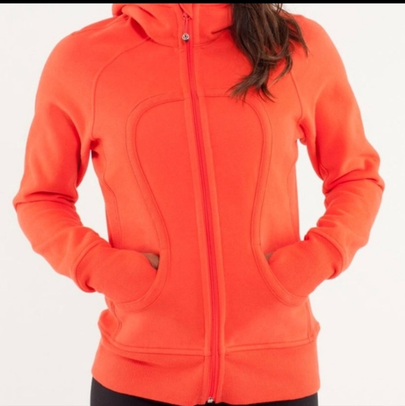 lululemon athletica Tops - LULULEMON scuba hoodie in  Orange 4 stretch side panels thumbholes